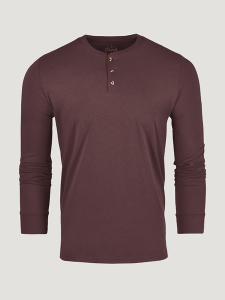 Port Red Long Sleeve Henley Ghost Mannequin | Fresh Clean Threads